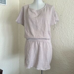 Victoria’s Secret Pale Oatmeal Beige Sweatshirt Dress Scoop Back Rope Tie Large